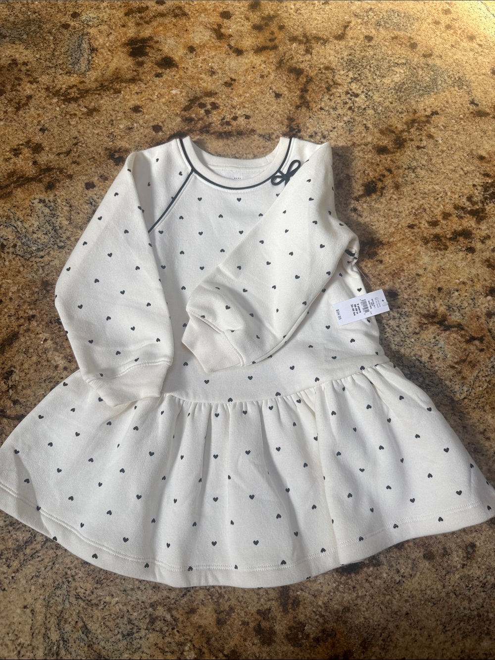 GAP Cream Dress with Black Heart Print